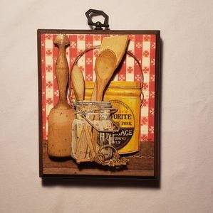 Wodden hanging kitchen decor.